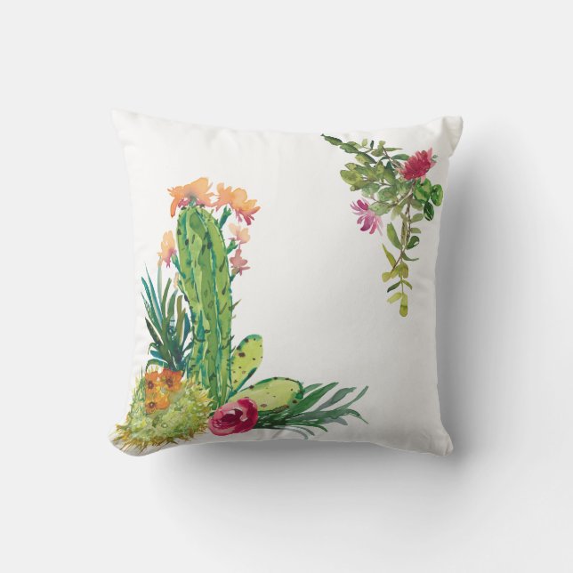 Colorful Cactus Throw Pillow (Front)