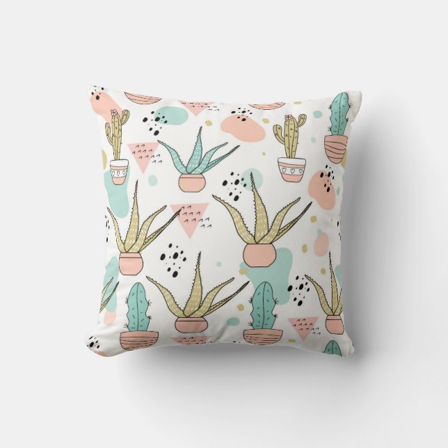 colorful Cactus  Throw Pillow (Front)