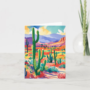 Colorful Cactus Watercolor Stationery Card