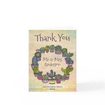 Colorful Cactus Weddomg Thank You