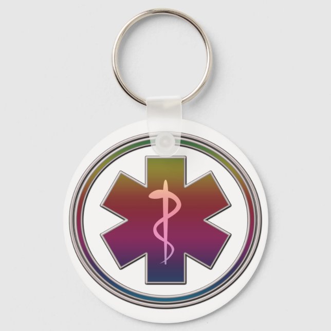 Colorful Caduceus Keychain (Front)