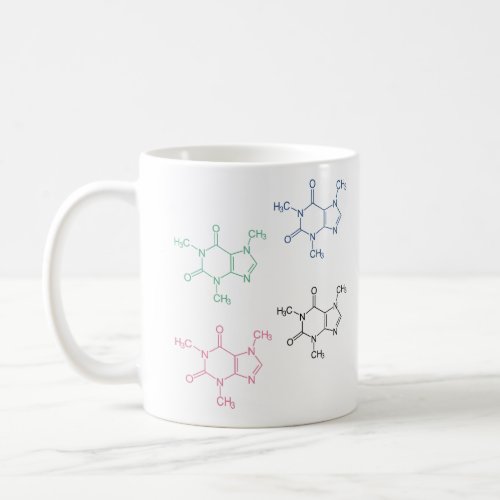 Colorful Caffeine Molecule Pattern Coffee Mug