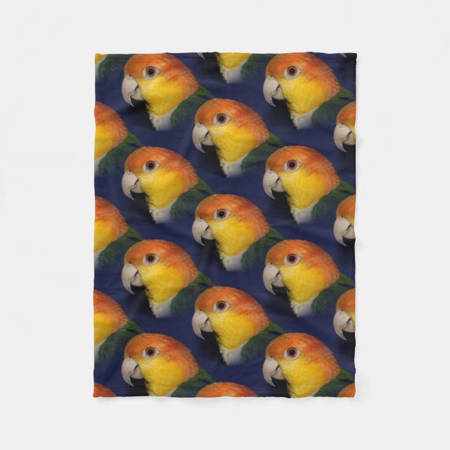 Colorful Caique Parrot Fleece Blanket (Front)