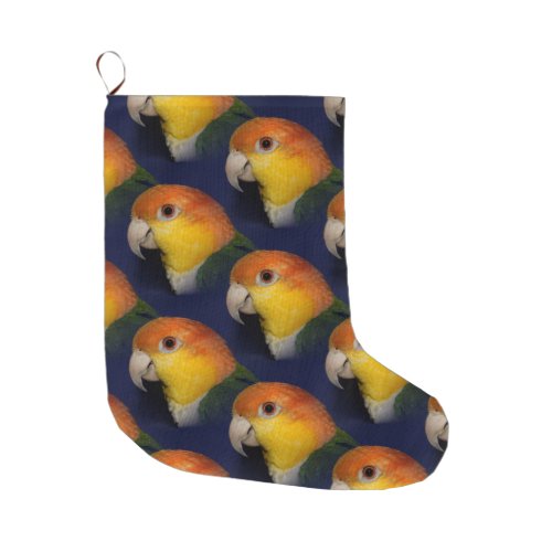 Colorful Caique Parrot Large Christmas Stocking