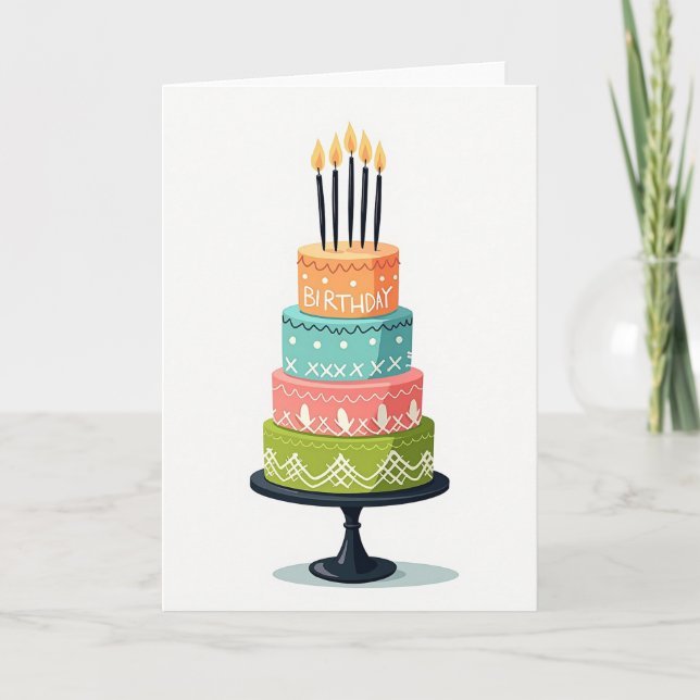 Colorful Cake Birthday Card (Front)