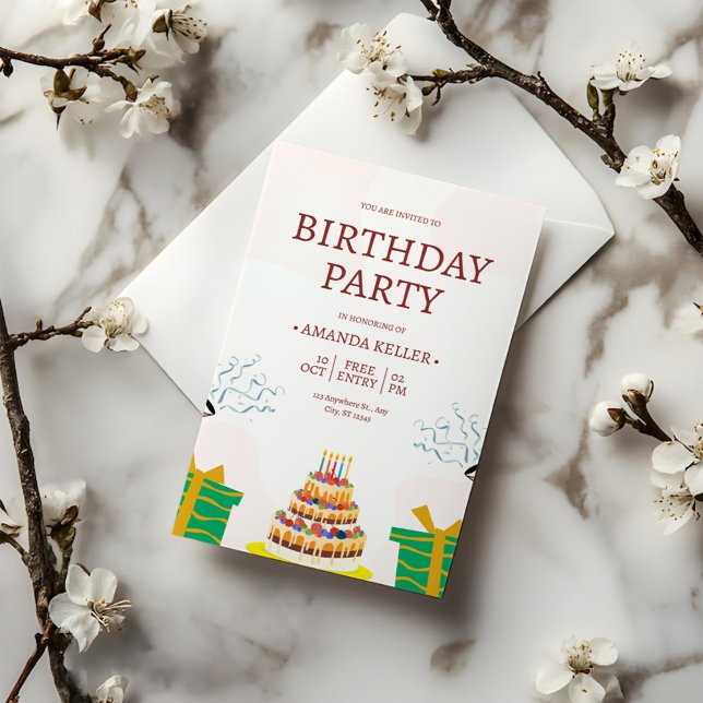 Colorful Cake Birthday Party Invitation (Creator Uploaded)