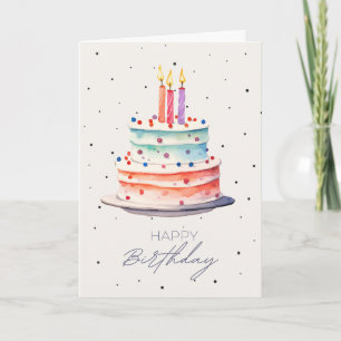 Colorful Cake & Confetti birthday Card