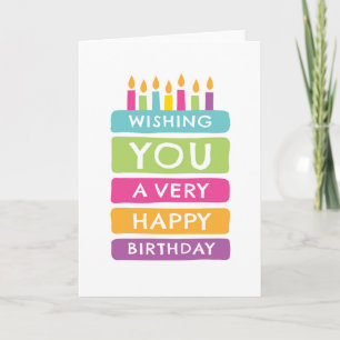Colorful cake happy birthday cards