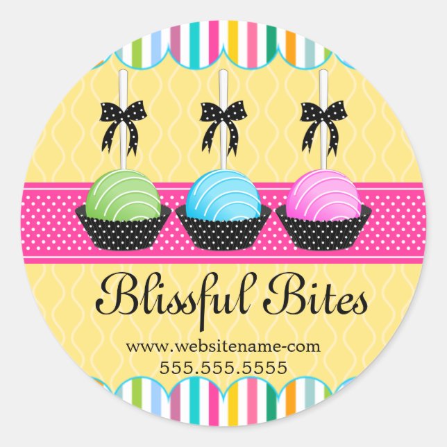Colorful Cake Pops Bakery Box Seals (Front)