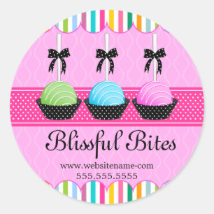 Colorful Cake Pops Bakery Box Seals
