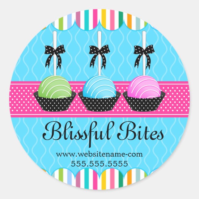 Colorful Cake Pops Bakery Box Seals (Front)