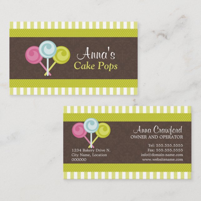 Colorful Cake Pops Bakery Business Card (Front/Back)