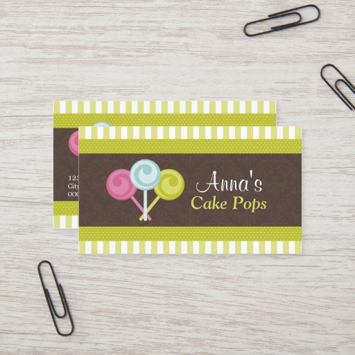 Customizable Cake Pops Bakery Business Cards