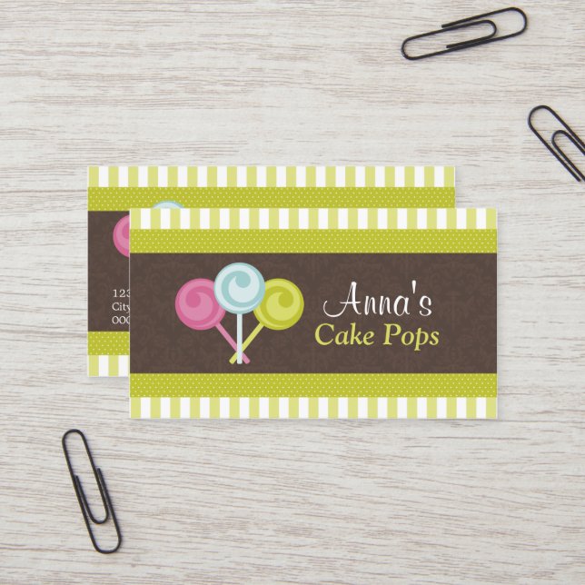 Colorful Cake Pops Bakery Business Card (Front/Back In Situ)