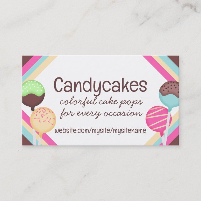 Colorful cake pops baking bakery business cards (Front)