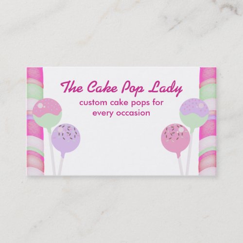 Colorful cake pops baking bakery business cards