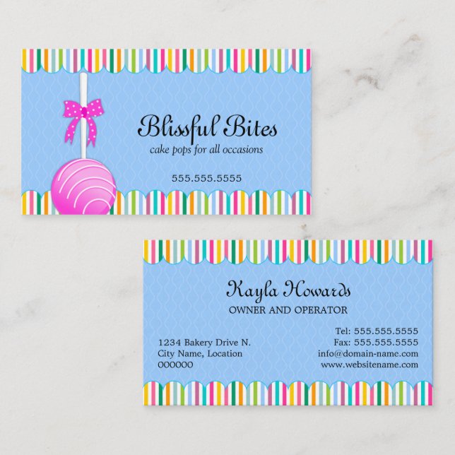 Colorful Cake Pops Business Card (Front/Back)