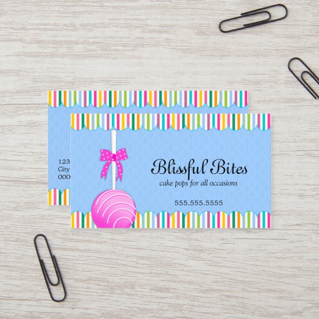 Colorful Cake Pops Business Card (Front/Back In Situ)