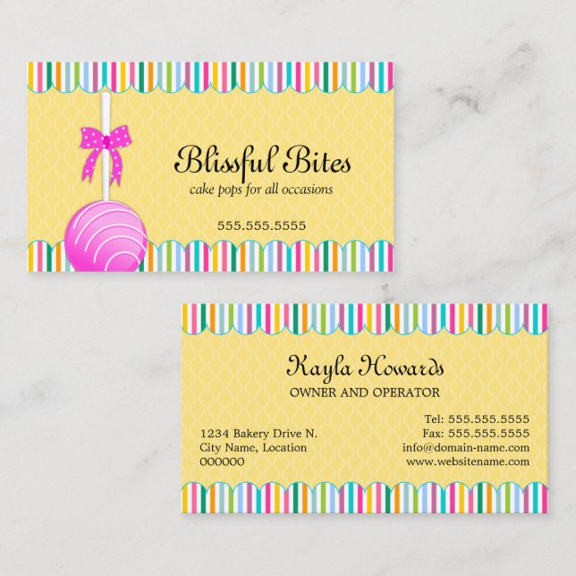 Colorful Cake Pops Business Card (Front/Back)