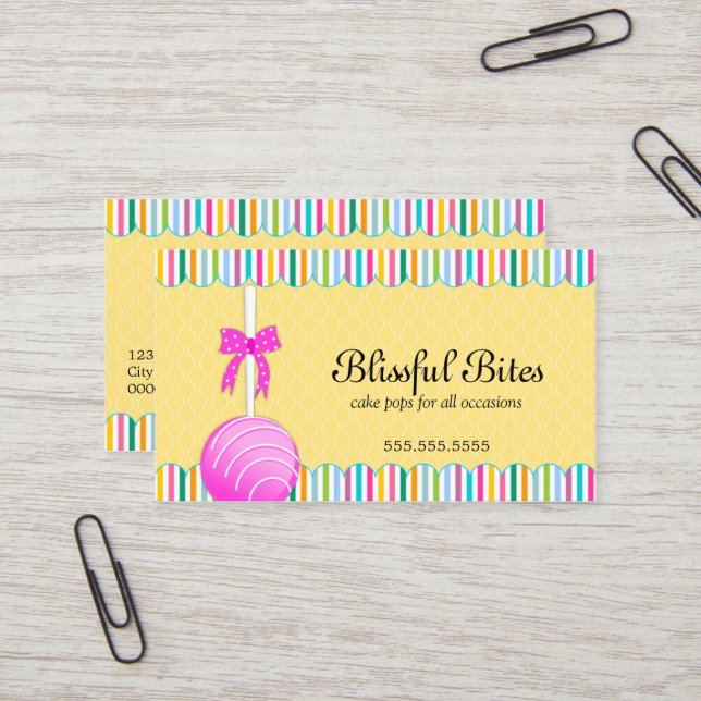 Colorful Cake Pops Business Card (Front/Back In Situ)