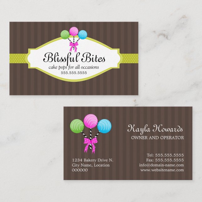 Colorful Cake Pops Business Card (Front/Back)