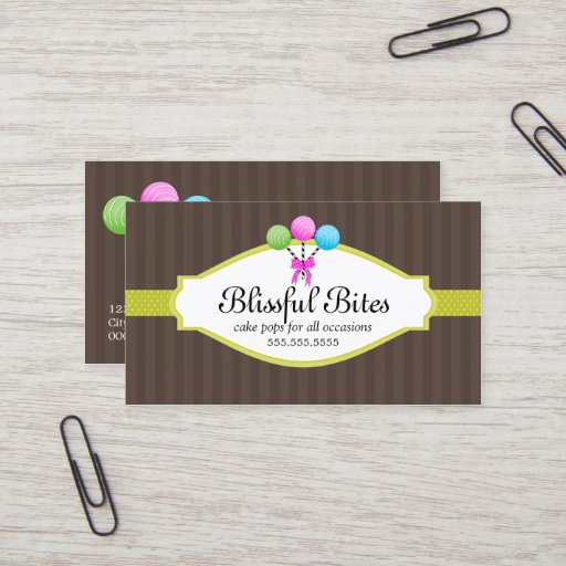 Customizable Colorful Cake Pops Business Cards
