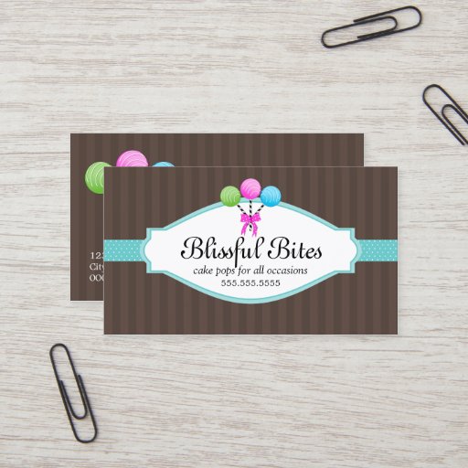 Customizable Colorful Cake Pops Business Cards