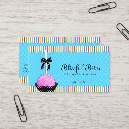 Customizable Colorful Cake Pops Business Cards