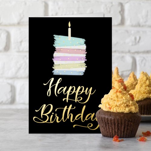 Colorful Cake Slice Happy Birthday Real Foil Greeting Card