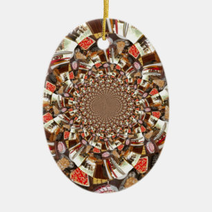 Colorful Cakes and Desserts Kaleidoscope Abstract  Ceramic Ornament