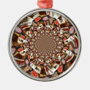 Colorful Cakes and Desserts Kaleidoscope Abstract  Metal Ornament
