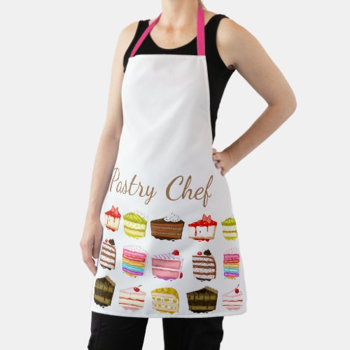 Colorful cakes pastry chef apron