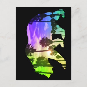 Colorful California Bear Beach Landscape Palms Sun Postcard