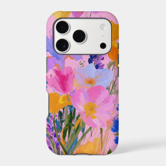 Colorful California Wildflowers Painting on Pink iPhone 17 Pro Case