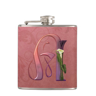 Colorful Calla Initial A Hip Flask