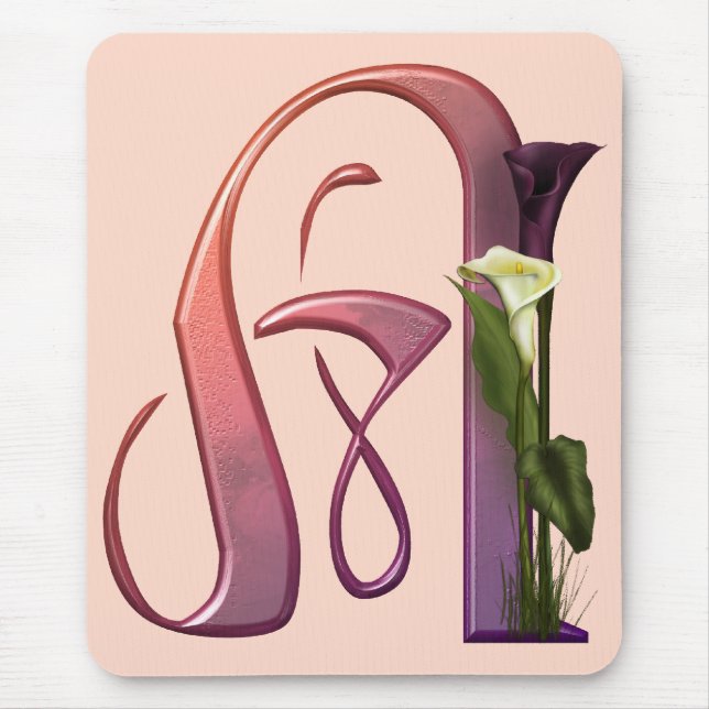 Colorful Calla Initial A Mouse Pad (Front)