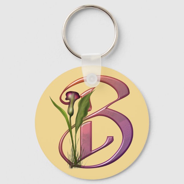 Colorful Calla Initial B Keychain (Front)
