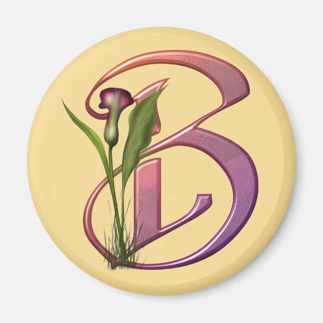 Colorful Calla Initial B Magnet (Front)