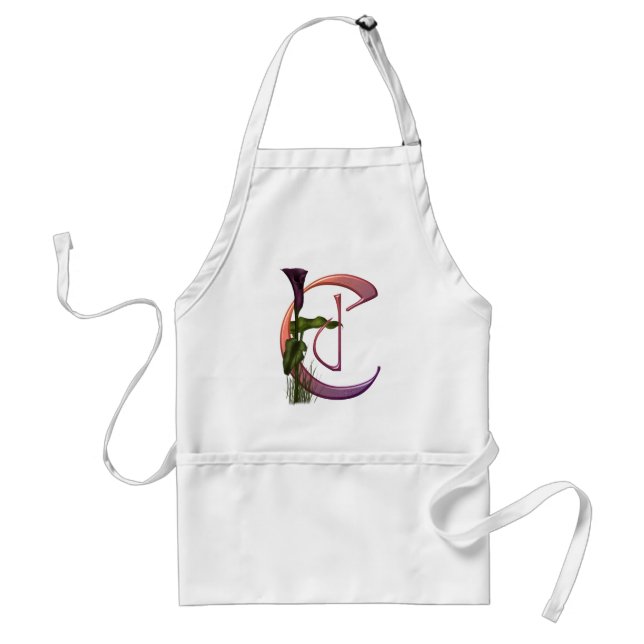 Colorful Calla Initial C Adult Apron (Front)