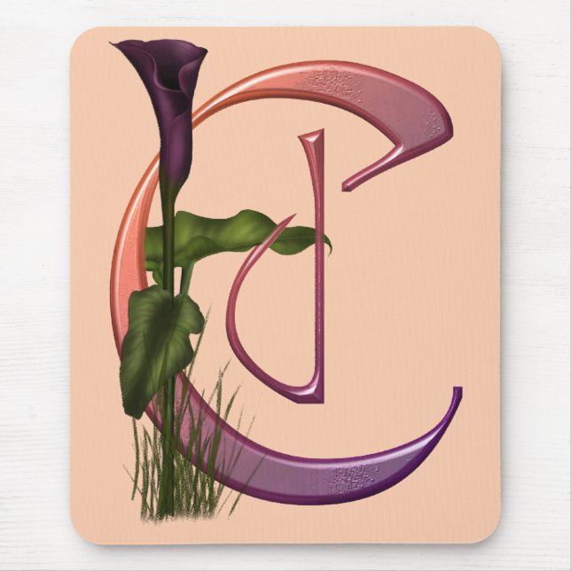 Colorful Calla Initial C Mouse Pad (Front)