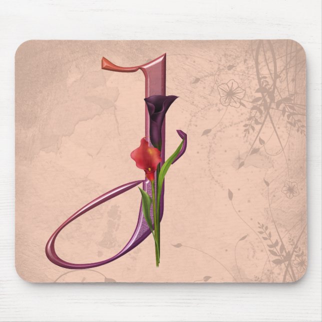 Colorful Calla Initial J Mouse Pad (Front)