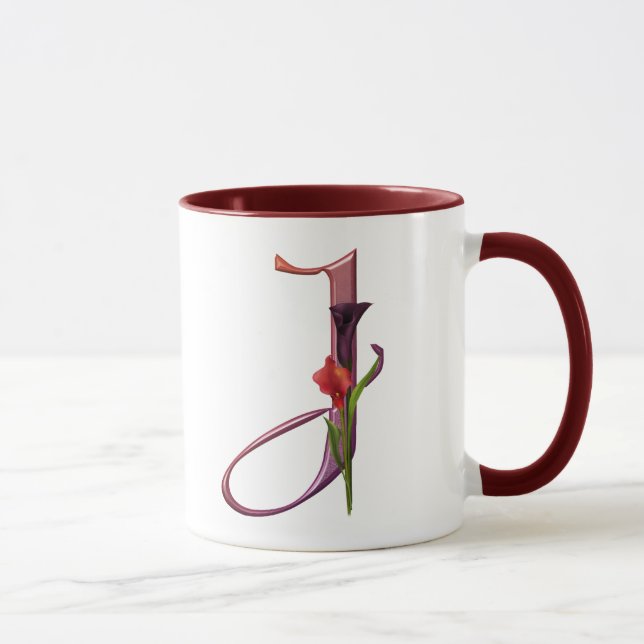Colorful Calla Initial J Mug (Right)