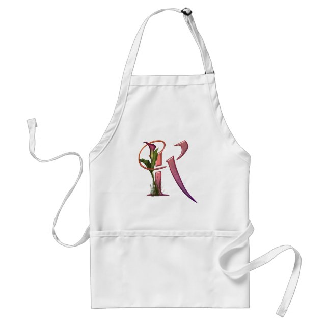 Colorful Calla Initial K Adult Apron (Front)