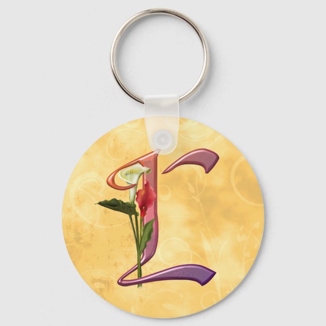 Colorful Calla Initial L Keychain (Front)