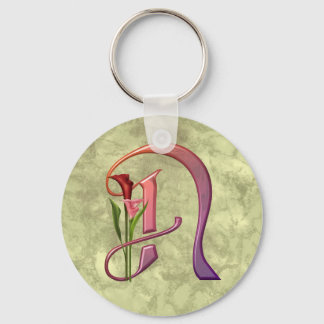 Colorful Calla Initial N Keychain