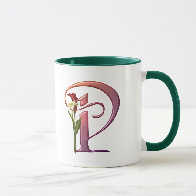 Colorful Calla Initial P Mug (Right)