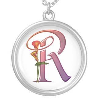 Colorful Calla Initial R Silver Plated Necklace