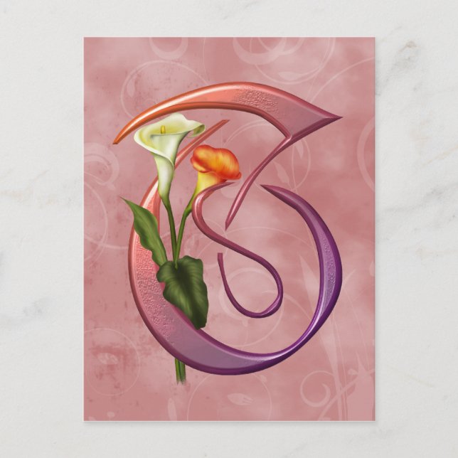 Colorful Calla Initial T Postcard (Front)