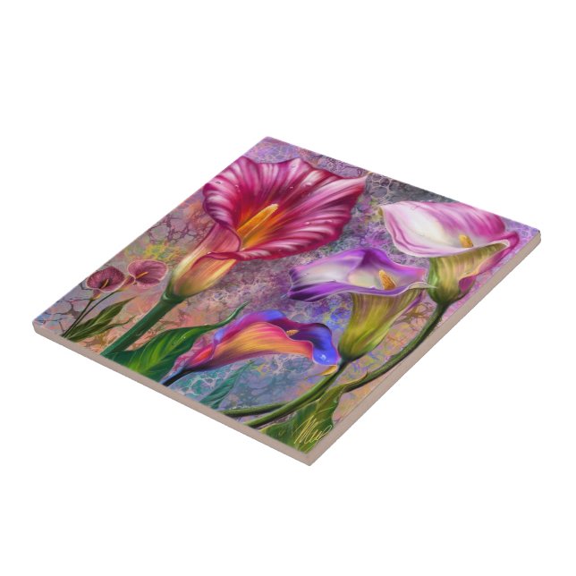 Colorful Calla Lilies Ceramic Tile (Side)