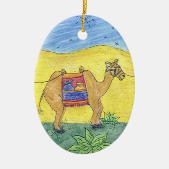 Colorful Camels Ceramic Ornament (Front)